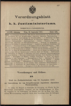 Verordnungsblatt des K.K. Justizministeriums 19170929 Seite: 1