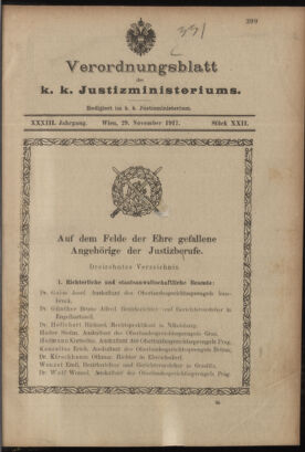 Verordnungsblatt des K.K. Justizministeriums 19171129 Seite: 1