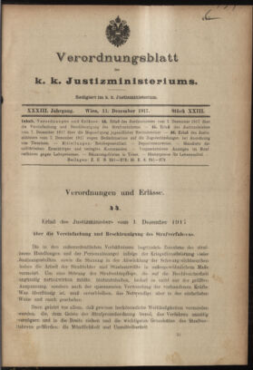 Verordnungsblatt des K.K. Justizministeriums 19171211 Seite: 1