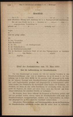 Verordnungsblatt des K.K. Justizministeriums 19180403 Seite: 12