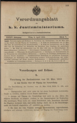 Verordnungsblatt des K.K. Justizministeriums 19180403 Seite: 9