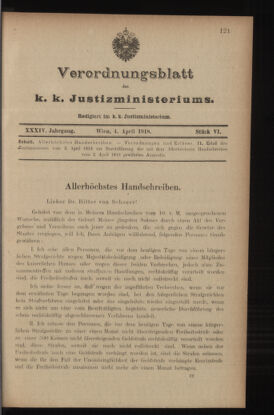 Verordnungsblatt des K.K. Justizministeriums 19180404 Seite: 5