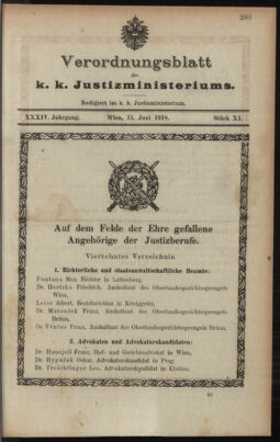 Verordnungsblatt des K.K. Justizministeriums 19180615 Seite: 33