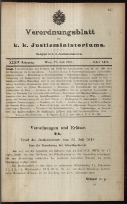 Verordnungsblatt des K.K. Justizministeriums 19180727 Seite: 25