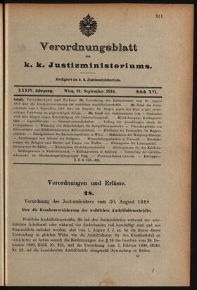 Verordnungsblatt des K.K. Justizministeriums 19180924 Seite: 1