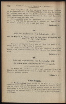 Verordnungsblatt des K.K. Justizministeriums 19180924 Seite: 18