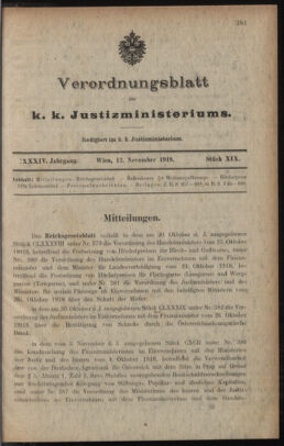 Verordnungsblatt des K.K. Justizministeriums 19181112 Seite: 9