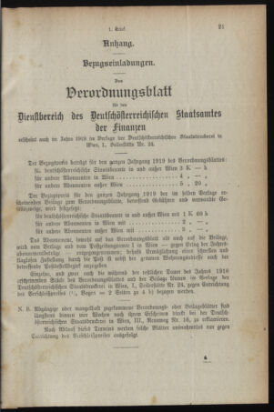 Verordnungsblatt für den Dienstbereich des österreichischen Bundesministeriums für Finanzen 19181216 Seite: 21