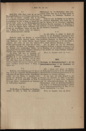 Verordnungsblatt für den Dienstbereich des österreichischen Bundesministeriums für Finanzen 19181227 Seite: 15