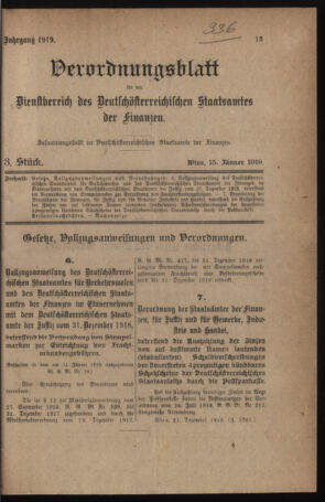 Verordnungsblatt für den Dienstbereich des österreichischen Bundesministeriums für Finanzen 19190115 Seite: 1