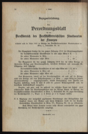 Verordnungsblatt für den Dienstbereich des österreichischen Bundesministeriums für Finanzen 19190127 Seite: 4