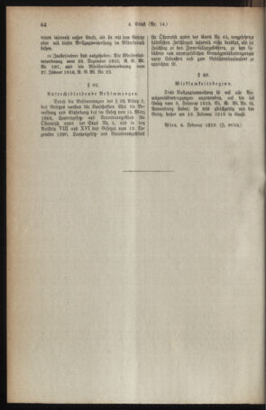 Verordnungsblatt für den Dienstbereich des österreichischen Bundesministeriums für Finanzen 19190214 Seite: 44