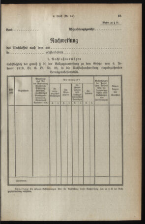 Verordnungsblatt für den Dienstbereich des österreichischen Bundesministeriums für Finanzen 19190214 Seite: 45