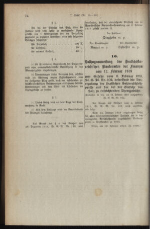 Verordnungsblatt für den Dienstbereich des österreichischen Bundesministeriums für Finanzen 19190214 Seite: 54