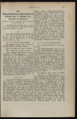 Verordnungsblatt für den Dienstbereich des österreichischen Bundesministeriums für Finanzen 19190216 Seite: 3