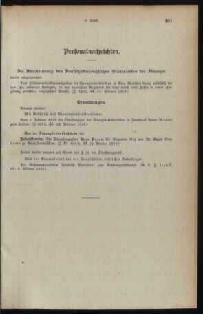 Verordnungsblatt für den Dienstbereich des österreichischen Bundesministeriums für Finanzen 19190220 Seite: 13