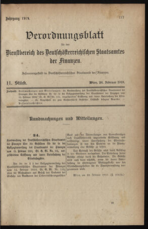 Verordnungsblatt für den Dienstbereich des österreichischen Bundesministeriums für Finanzen