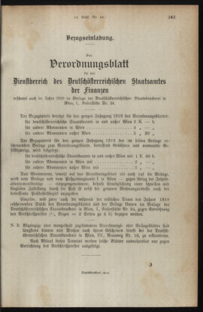 Verordnungsblatt für den Dienstbereich des österreichischen Bundesministeriums für Finanzen 19190331 Seite: 47