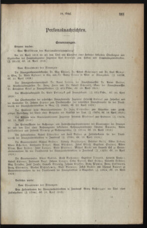 Verordnungsblatt für den Dienstbereich des österreichischen Bundesministeriums für Finanzen 19190428 Seite: 9