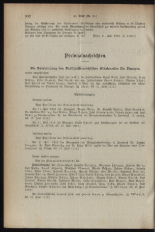 Verordnungsblatt für den Dienstbereich des österreichischen Bundesministeriums für Finanzen 19190626 Seite: 2