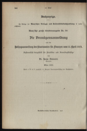 Verordnungsblatt für den Dienstbereich des österreichischen Bundesministeriums für Finanzen 19190701 Seite: 4