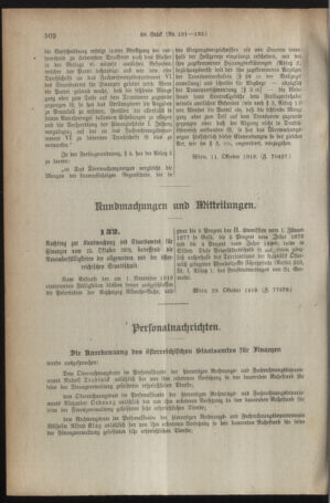 Verordnungsblatt für den Dienstbereich des österreichischen Bundesministeriums für Finanzen 19191031 Seite: 2