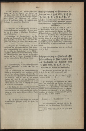 Verordnungsblatt für den Dienstbereich des österreichischen Bundesministeriums für Finanzen 19191230 Seite: 119