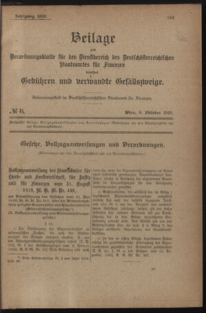 Verordnungsblatt für den Dienstbereich des österreichischen Bundesministeriums für Finanzen 19191230 Seite: 135