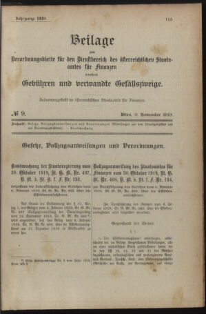 Verordnungsblatt für den Dienstbereich des österreichischen Bundesministeriums für Finanzen 19191230 Seite: 147