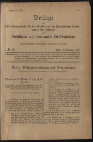 Verordnungsblatt für den Dienstbereich des österreichischen Bundesministeriums für Finanzen 19191230 Seite: 165