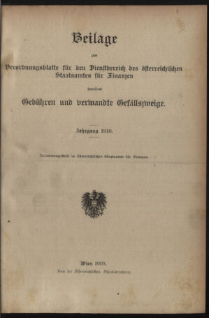 Verordnungsblatt für den Dienstbereich des österreichischen Bundesministeriums für Finanzen 19191230 Seite: 9