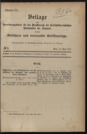 Verordnungsblatt für den Dienstbereich des österreichischen Bundesministeriums für Finanzen 19191230 Seite: 97