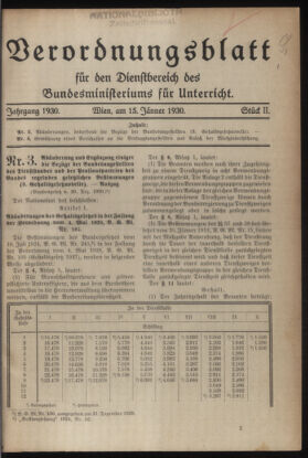 Verordnungsblatt für die Dienstbereiche der Bundesministerien für Unterricht und kulturelle Angelegenheiten bzw. Wissenschaft und Verkehr 19300115 Seite: 1