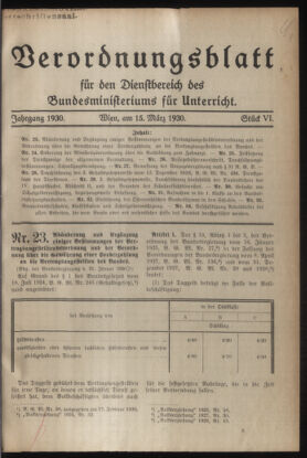 Verordnungsblatt für die Dienstbereiche der Bundesministerien für Unterricht und kulturelle Angelegenheiten bzw. Wissenschaft und Verkehr 19300315 Seite: 1