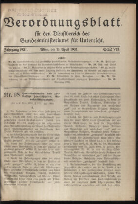 Verordnungsblatt für die Dienstbereiche der Bundesministerien für Unterricht und kulturelle Angelegenheiten bzw. Wissenschaft und Verkehr