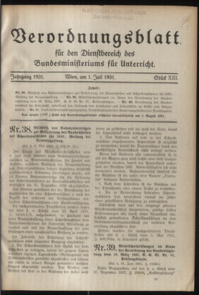 Verordnungsblatt für die Dienstbereiche der Bundesministerien für Unterricht und kulturelle Angelegenheiten bzw. Wissenschaft und Verkehr