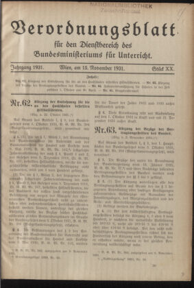 Verordnungsblatt für die Dienstbereiche der Bundesministerien für Unterricht und kulturelle Angelegenheiten bzw. Wissenschaft und Verkehr