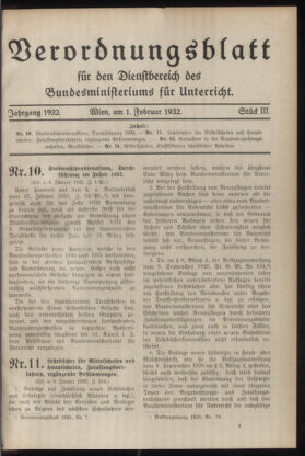 Verordnungsblatt für die Dienstbereiche der Bundesministerien für Unterricht und kulturelle Angelegenheiten bzw. Wissenschaft und Verkehr 19320201 Seite: 1