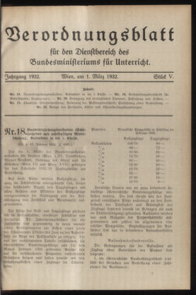 Verordnungsblatt für die Dienstbereiche der Bundesministerien für Unterricht und kulturelle Angelegenheiten bzw. Wissenschaft und Verkehr 19320301 Seite: 1