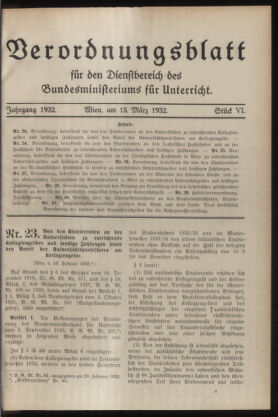 Verordnungsblatt für die Dienstbereiche der Bundesministerien für Unterricht und kulturelle Angelegenheiten bzw. Wissenschaft und Verkehr 19320315 Seite: 1