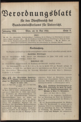 Verordnungsblatt für die Dienstbereiche der Bundesministerien für Unterricht und kulturelle Angelegenheiten bzw. Wissenschaft und Verkehr 19320515 Seite: 1