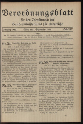 Verordnungsblatt für die Dienstbereiche der Bundesministerien für Unterricht und kulturelle Angelegenheiten bzw. Wissenschaft und Verkehr 19320901 Seite: 1