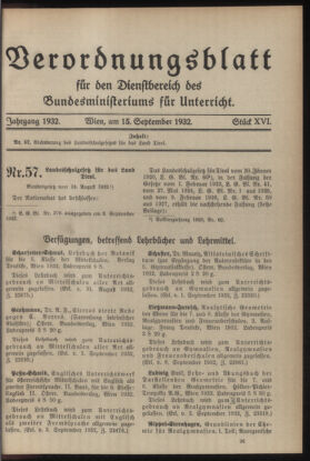 Verordnungsblatt für die Dienstbereiche der Bundesministerien für Unterricht und kulturelle Angelegenheiten bzw. Wissenschaft und Verkehr 19320915 Seite: 1