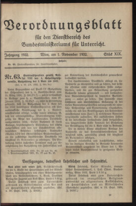 Verordnungsblatt für die Dienstbereiche der Bundesministerien für Unterricht und kulturelle Angelegenheiten bzw. Wissenschaft und Verkehr 19321101 Seite: 1