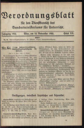 Verordnungsblatt für die Dienstbereiche der Bundesministerien für Unterricht und kulturelle Angelegenheiten bzw. Wissenschaft und Verkehr 19321115 Seite: 1