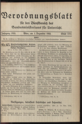 Verordnungsblatt für die Dienstbereiche der Bundesministerien für Unterricht und kulturelle Angelegenheiten bzw. Wissenschaft und Verkehr 19321201 Seite: 1