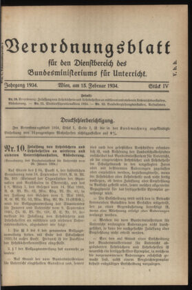 Verordnungsblatt für die Dienstbereiche der Bundesministerien für Unterricht und kulturelle Angelegenheiten bzw. Wissenschaft und Verkehr 19340215 Seite: 1