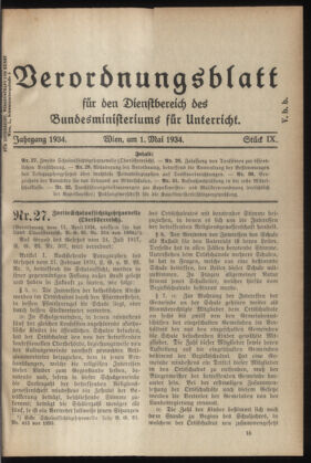 Verordnungsblatt für die Dienstbereiche der Bundesministerien für Unterricht und kulturelle Angelegenheiten bzw. Wissenschaft und Verkehr 19340501 Seite: 1