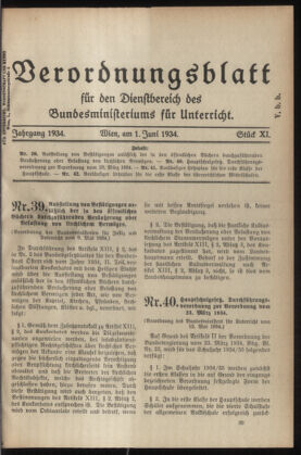 Verordnungsblatt für die Dienstbereiche der Bundesministerien für Unterricht und kulturelle Angelegenheiten bzw. Wissenschaft und Verkehr 19340601 Seite: 1