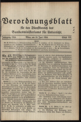 Verordnungsblatt für die Dienstbereiche der Bundesministerien für Unterricht und kulturelle Angelegenheiten bzw. Wissenschaft und Verkehr 19340615 Seite: 1